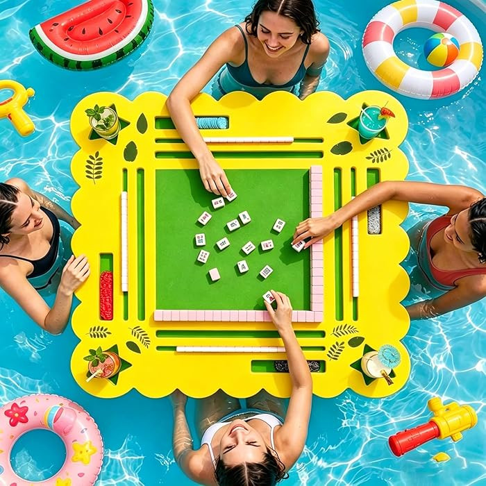 36" Floating Mahjong Table for Pool, Waterproof Thick Stable Pool Game Table Compatible with Chin... | Amazon (US)