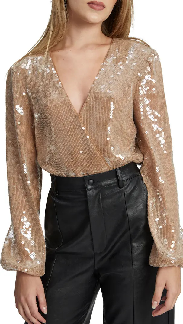 Bardot Verona Long Sleeve Sequin Bodysuit | Nordstrom | Nordstrom