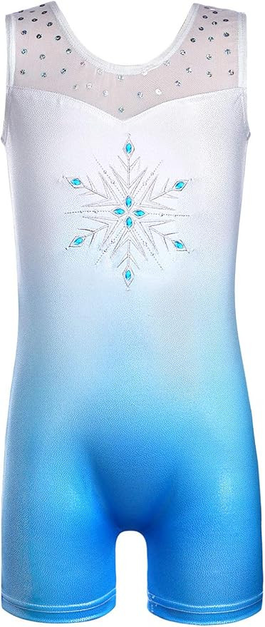 HOZIY Leotards for Girls Gymnastics Kids Children Biketard Snowflake Ribbon Blue Purple Hot Pink ... | Amazon (US)