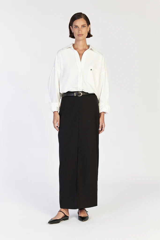 DREW BLACK FRONT MIDI SKIRT | DISSH