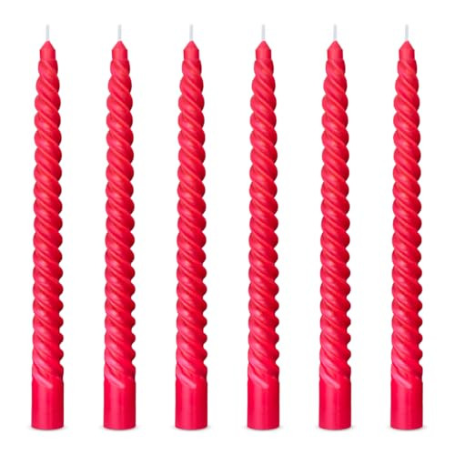 6 Pack 10 Inch Red Spiral Taper Candles for Christmas and Holiday Home Decoration, Unscented Dripless Twisted Candlesticks for Dinner Party Wedding Valentine's Day | Amazon (US)