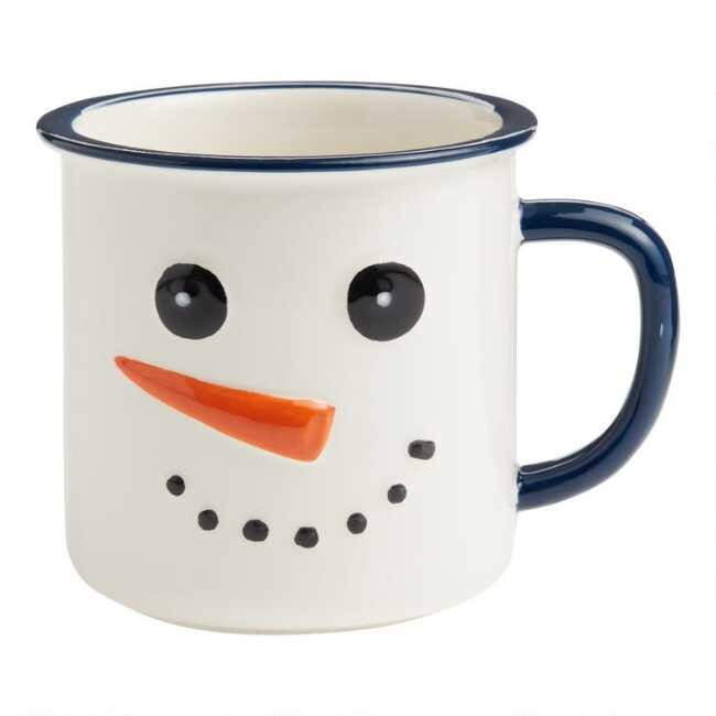 White And Blue Snowman Mug | World Market