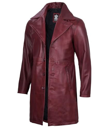 Decrum Burgundy Leather Coat Men | [1127093] Burgundy Jackson Carcoat, M | Amazon (US)