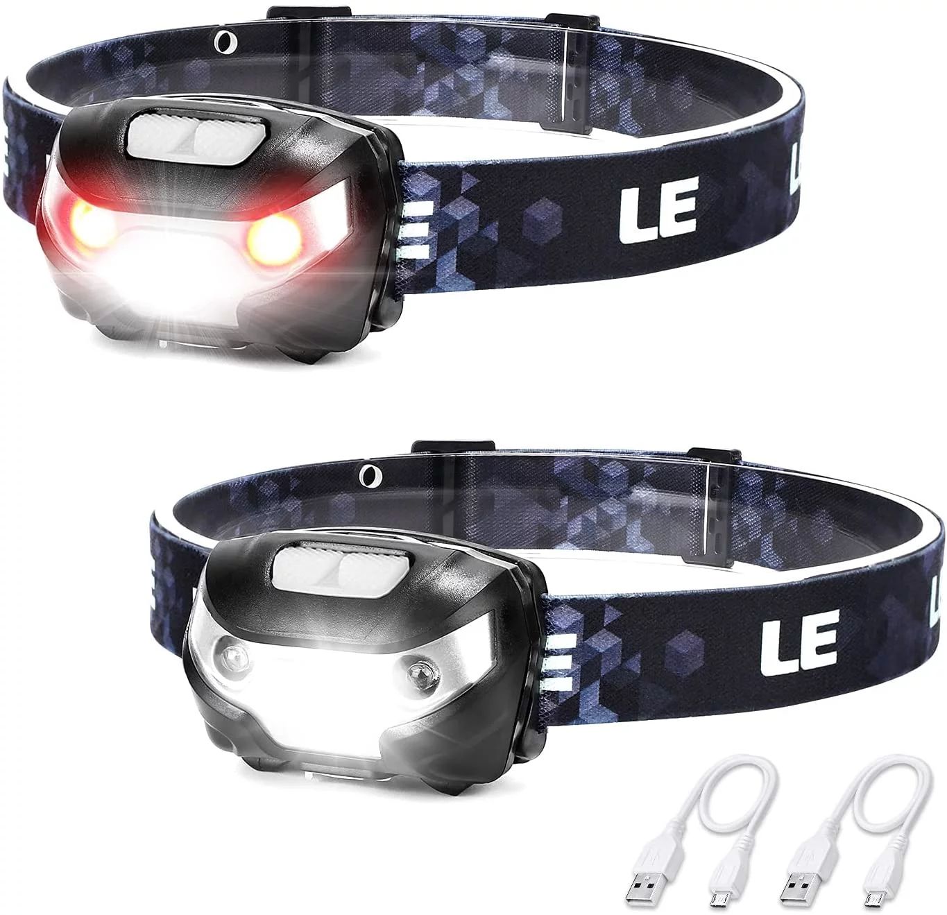 Lepro 2-Pack LED Headlamps with Rechargeable Battery , L3200 High Lumen Headlight with 5 Modes Wh... | Walmart (US)