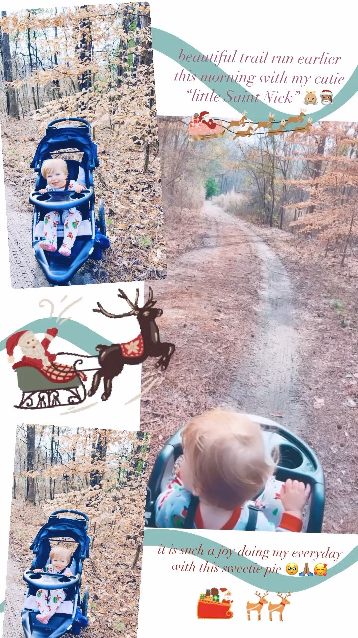 beautiful trail run earlier this morning with my cutie “little Saint Nick” 👼🏼🎅🏽

#LTKHoliday #LTKbaby #LTKfit