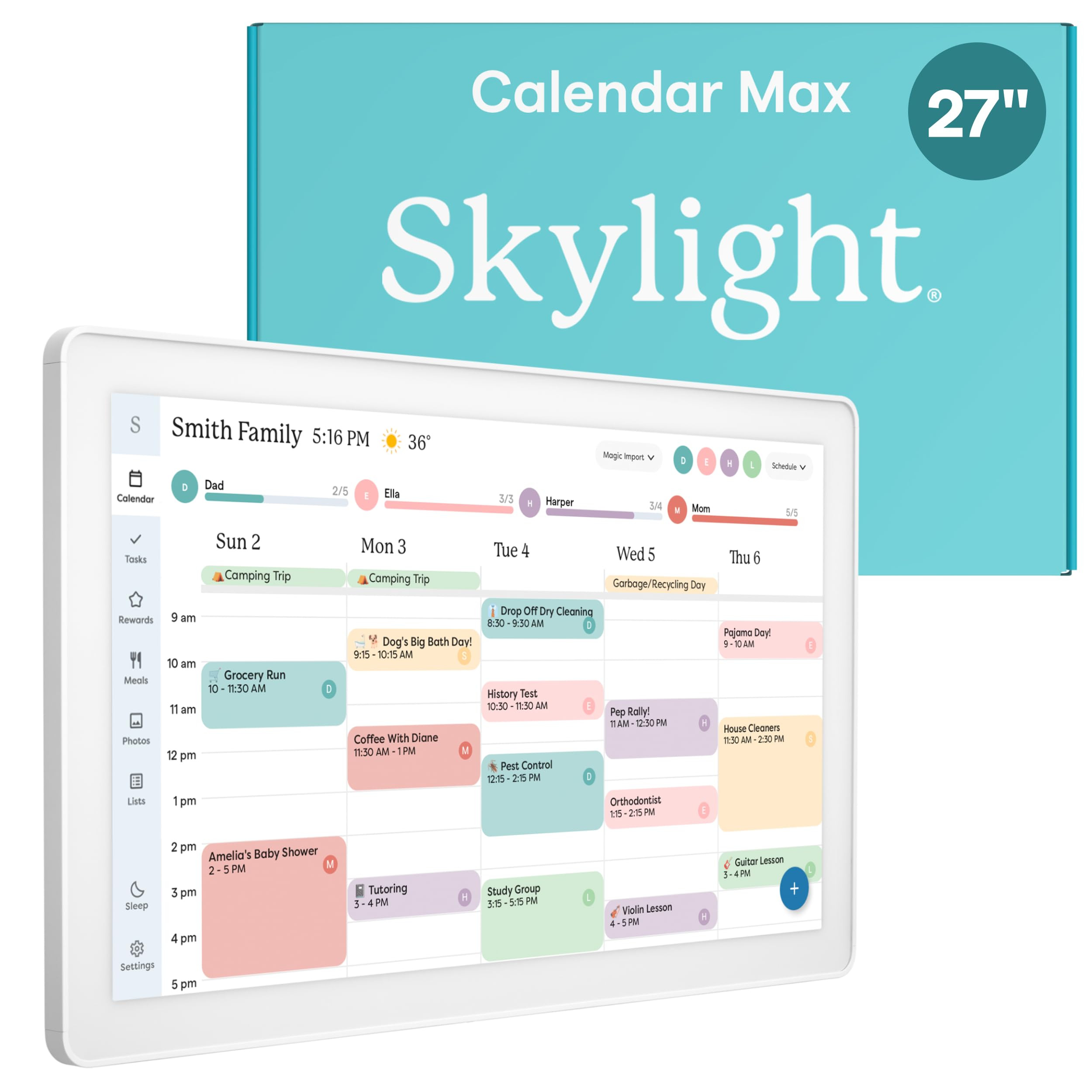 Skylight Calendar Max: 27-Inch Smart Digital Calendar & Chore Chart, Family Organizer with Intera... | Amazon (US)