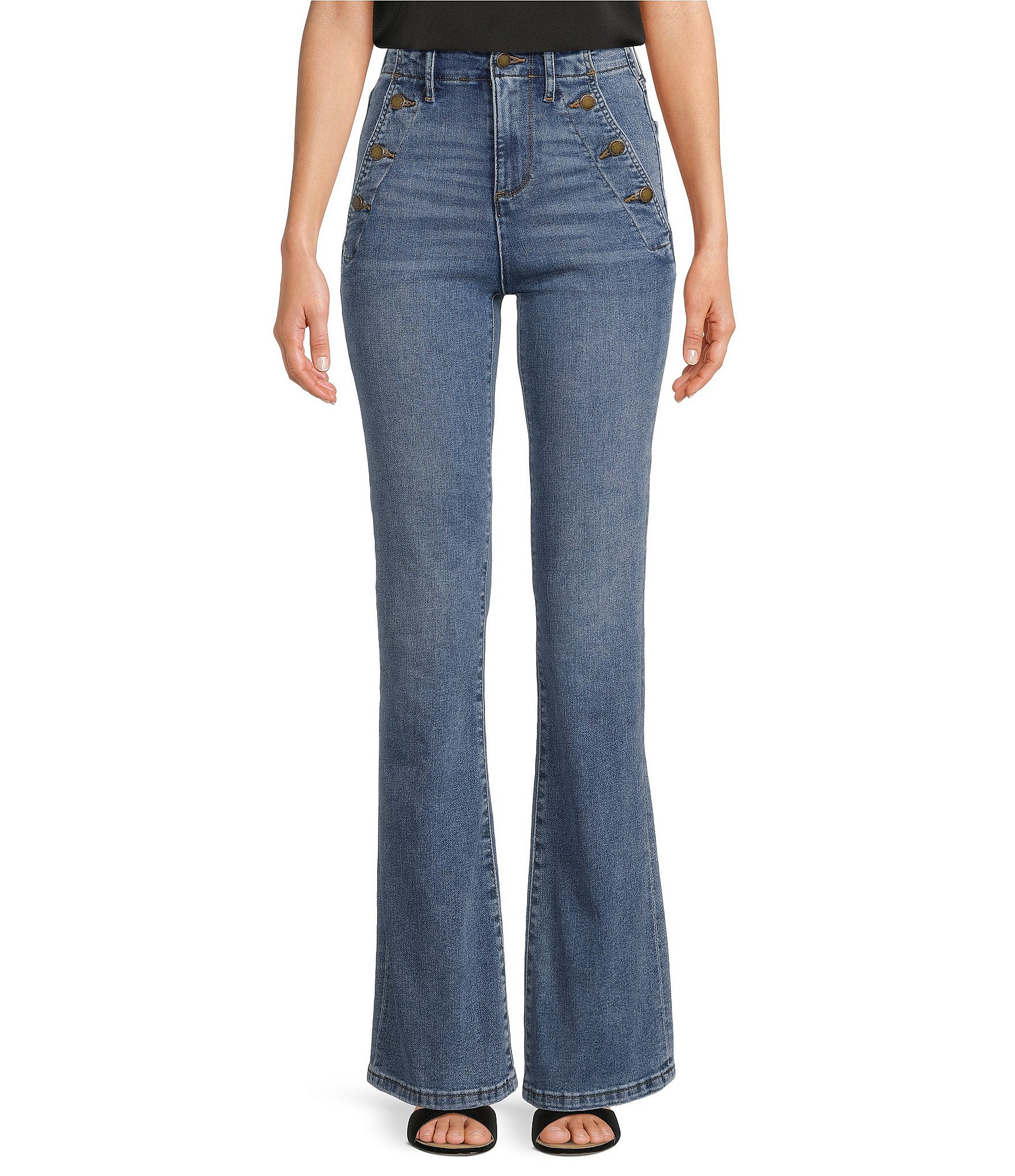 Flare Leg Stretch Denim Sailor Jeans | Dillard's