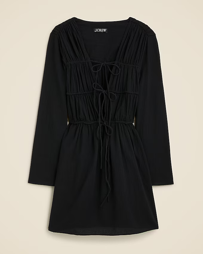 Tiered tie-front dress in beach cotton | J. Crew US