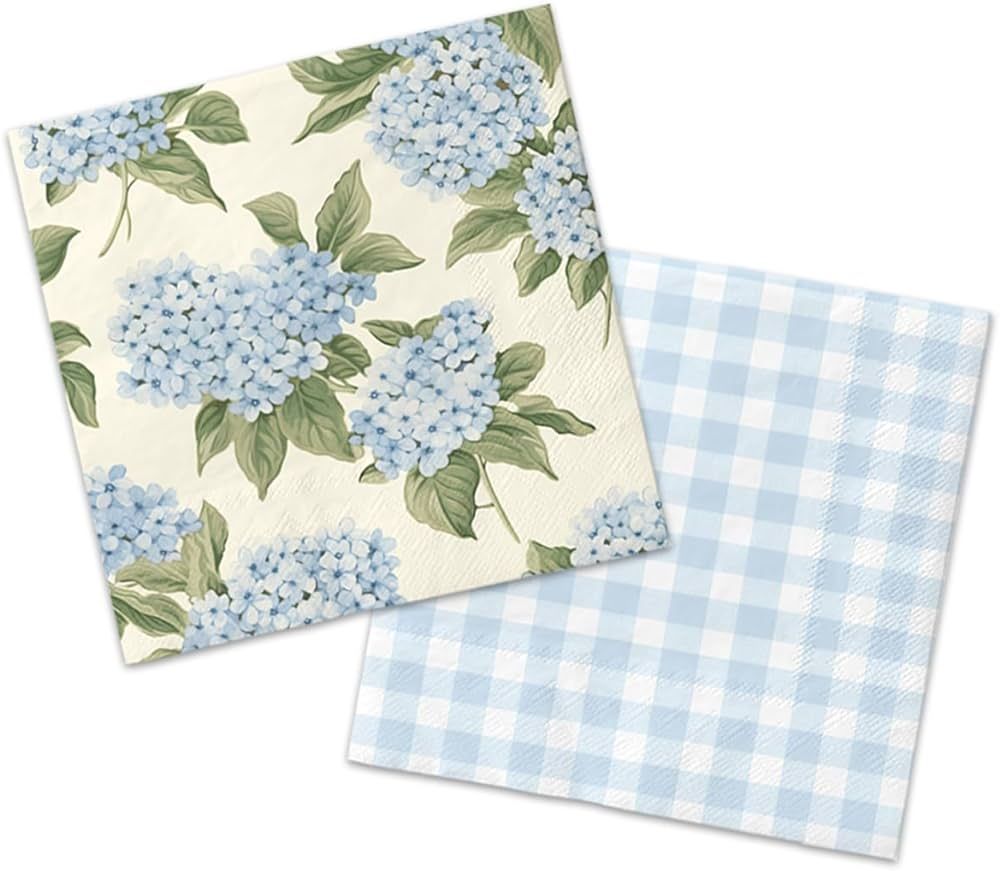 40Pcs Floral Napkins-Blue White Party Supplies Vintage Flower Paper Napkins Tea Party Decorations... | Amazon (US)
