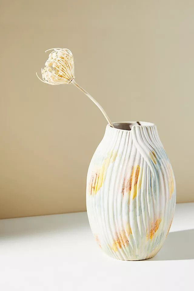 Ribbed Abstract Floral Vase | Anthropologie (US)