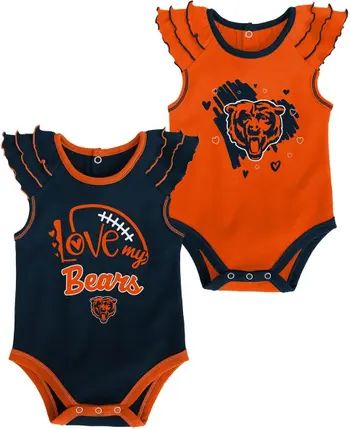 Outerstuff Girls Newborn Orange/Navy Chicago Bears Two-Pack Touchdown Bodysuit Set | Nordstrom | Nordstrom