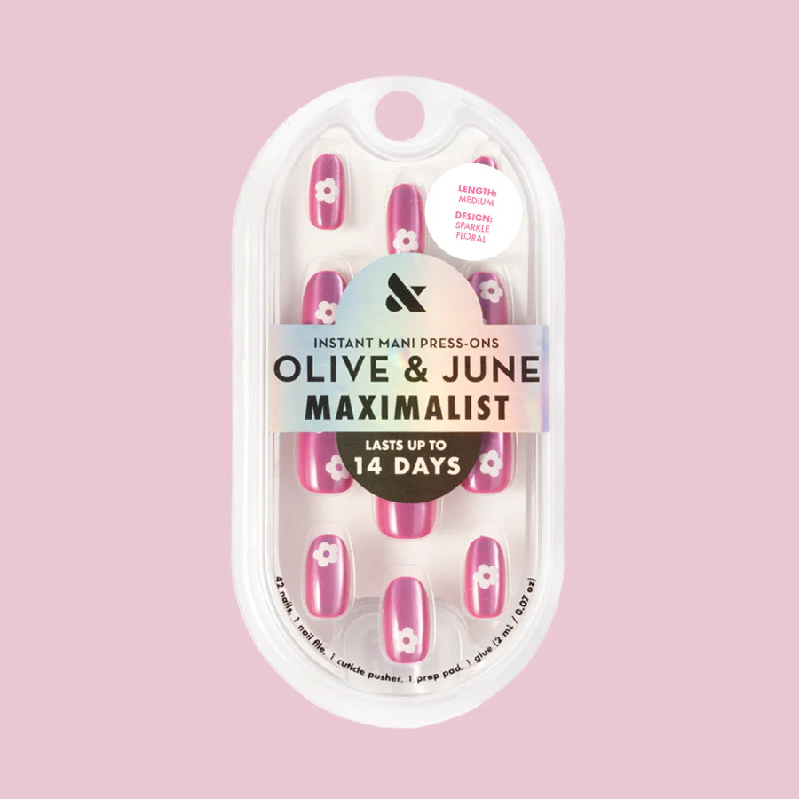 Sparkle Floral - Press-On | Medium | Oval | Olive & June