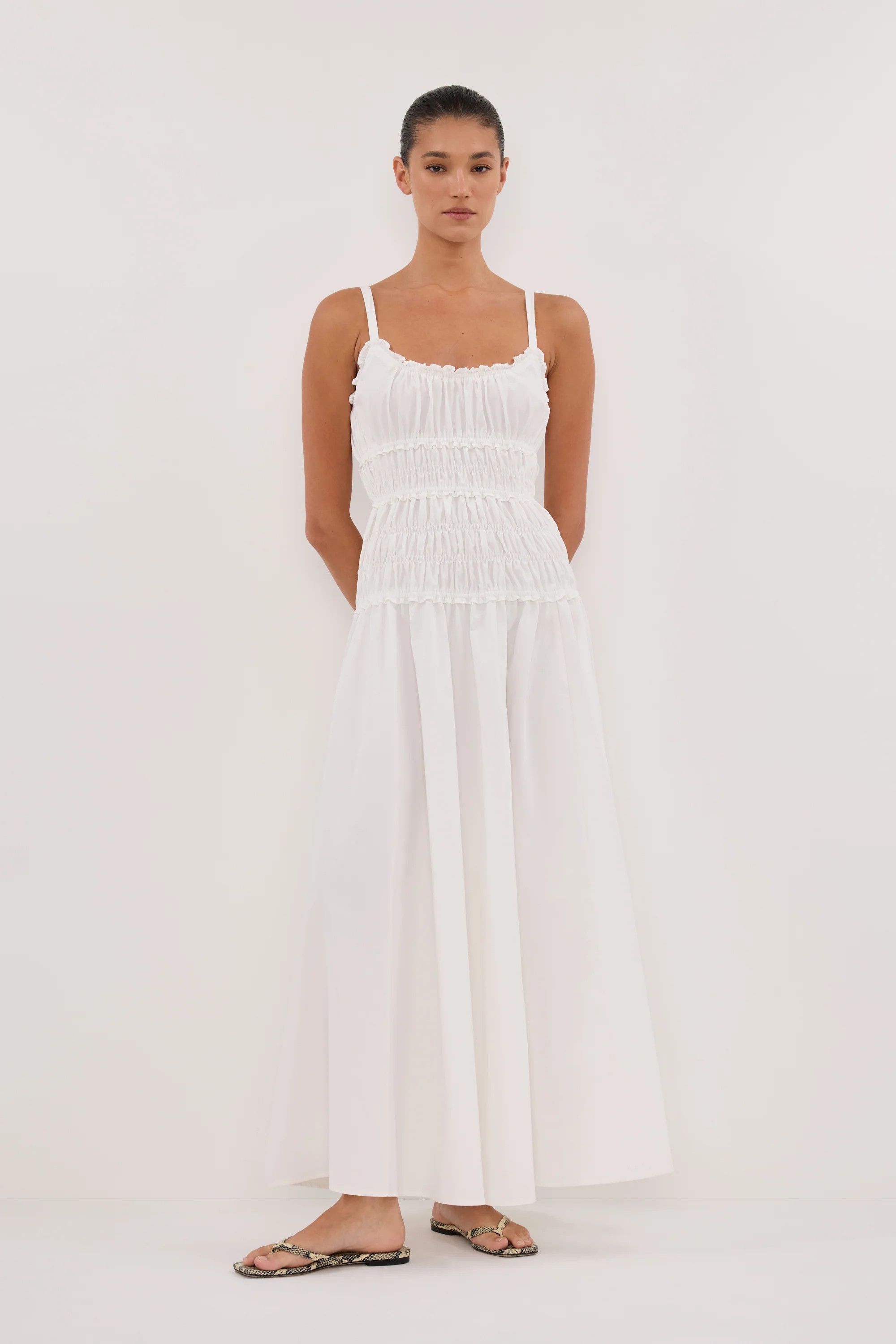 TOBY WHITE COTTON MIDI DRESS | DISSH