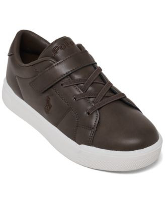 Polo Ralph Lauren Little Kids Sutton Fastening Strap Sneakers from Finish Line - Chocolate Brown | Macy's