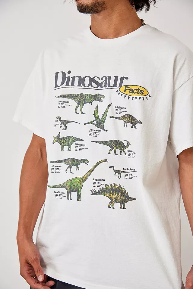 UO White Dinosaur Chart T-Shirt | Urban Outfitters (EU)