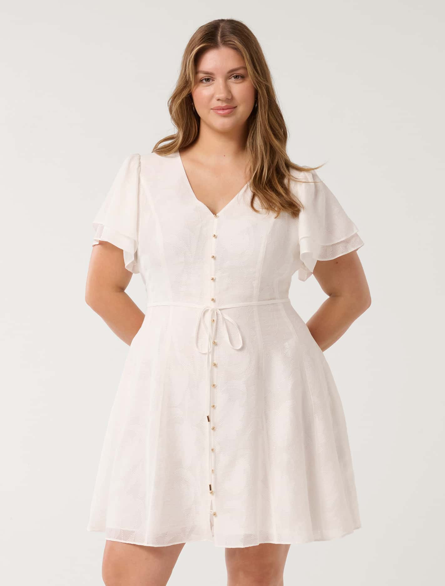 Avril Curve Button Through Mini Dress | Forever New (AU)