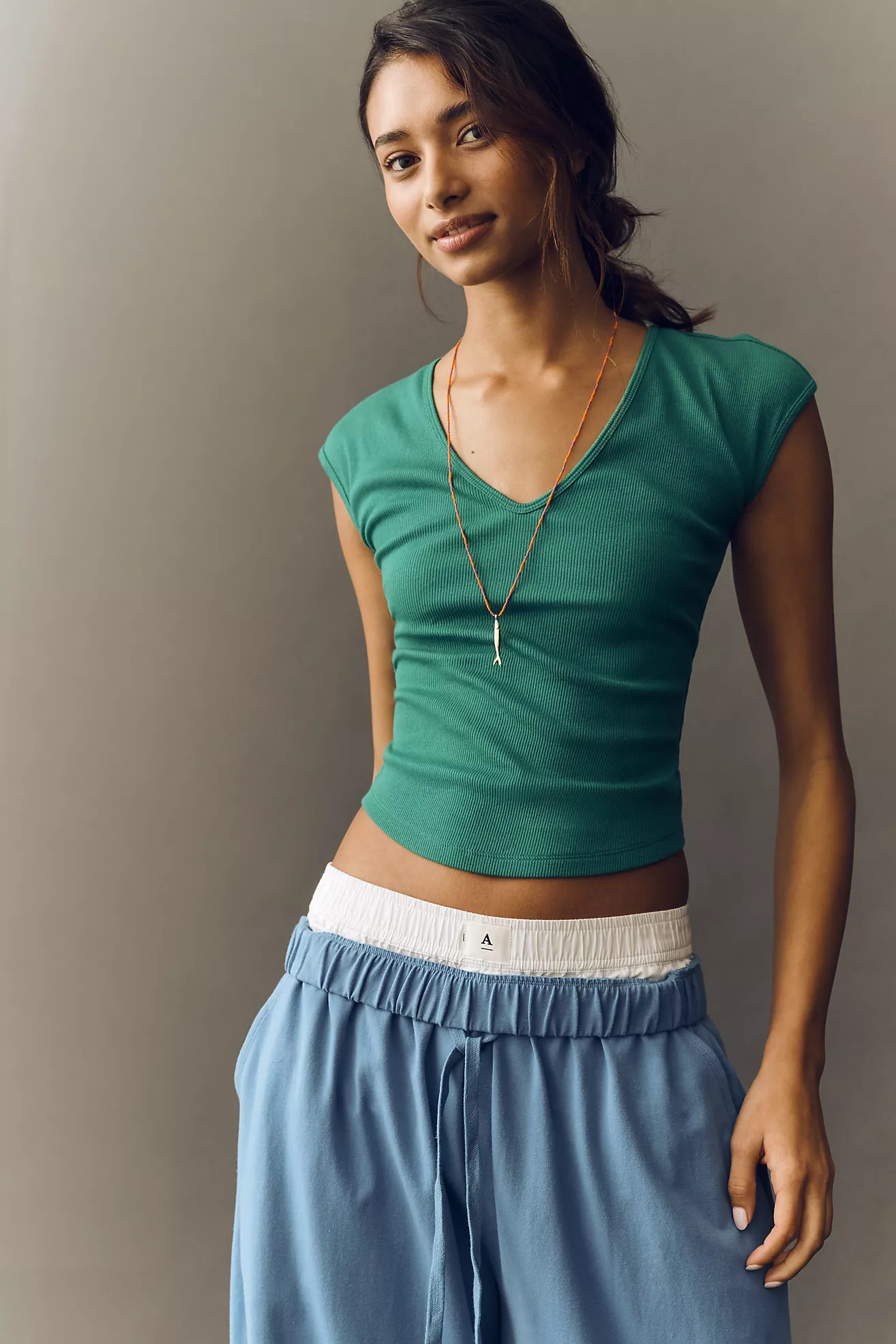 Betty V-Neck Short-Sleeve Tee by Maeve | Anthropologie (US)