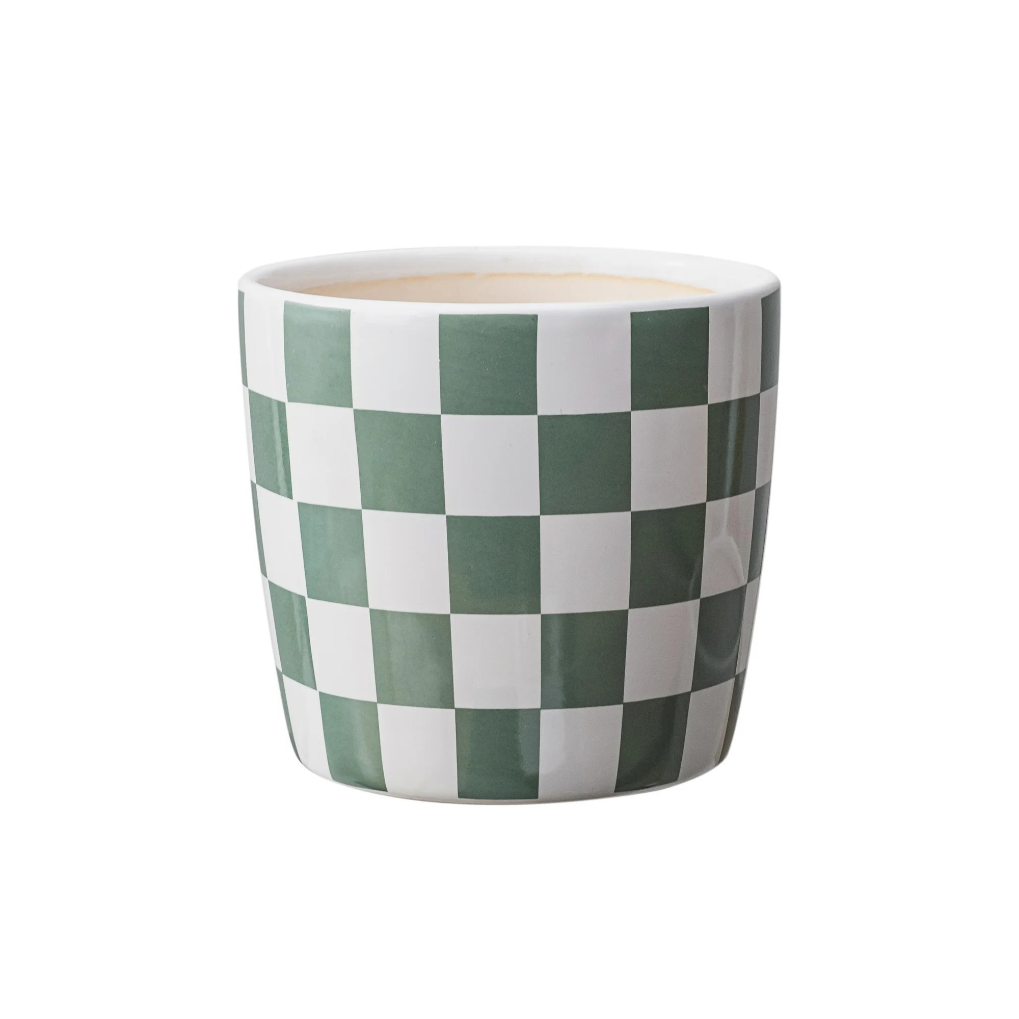 Mainstays 6 inch Green White Checkered Ceramic Planter - Walmart.com | Walmart (US)