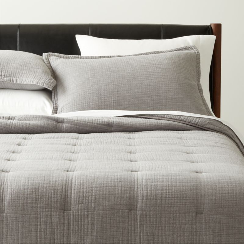 Alto Modern Full/Queen Grey Organic Cotton Quilt + Reviews | CB2 | CB2