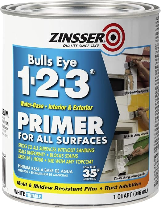 Rust-Oleum 2004 Zinsser Bulls Eye 1-2-3 Primer, 1 Quart, 946 ml, White | Amazon (US)