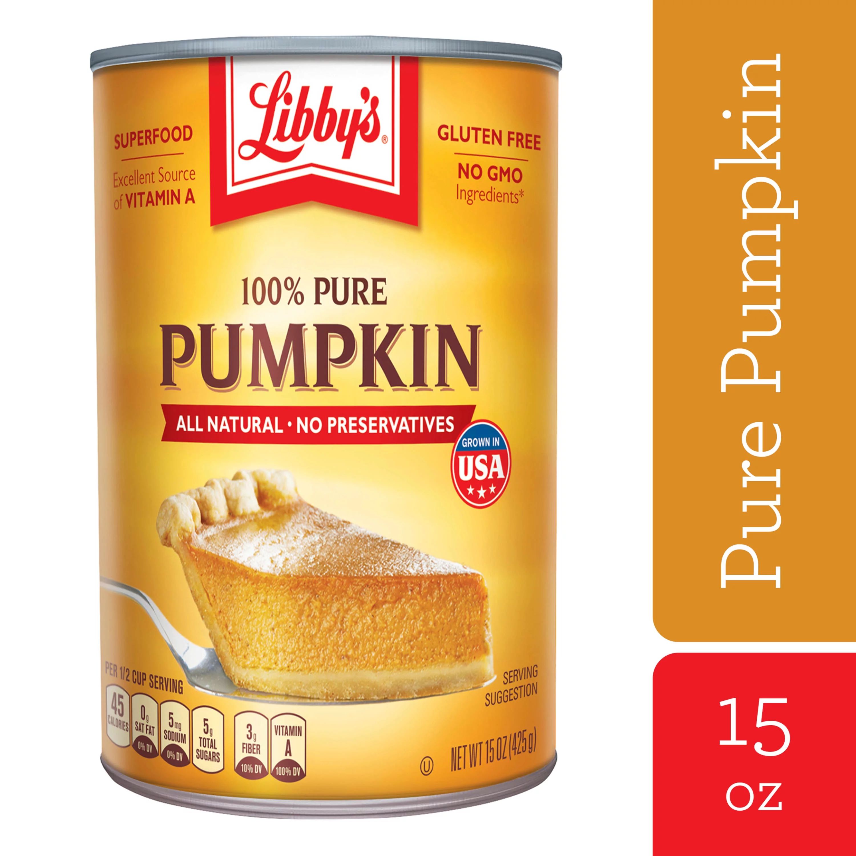 Libby's 100% Pure Canned Pumpkin all natural no preservatives, 15 oz | Walmart (US)