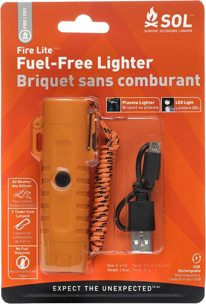 S.O.L. Survive Outdoors Longer Fire Lite Fuel Free Rechargeable Lighter | Amazon (US)