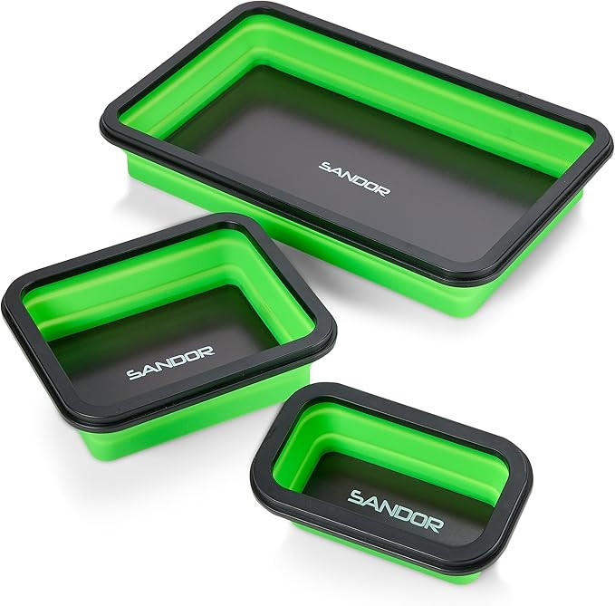 Collapsible Magnetic Parts Tray Set - 3 Different Size Tool Trays for Screw, Bolts, Nuts, Washers... | Amazon (US)