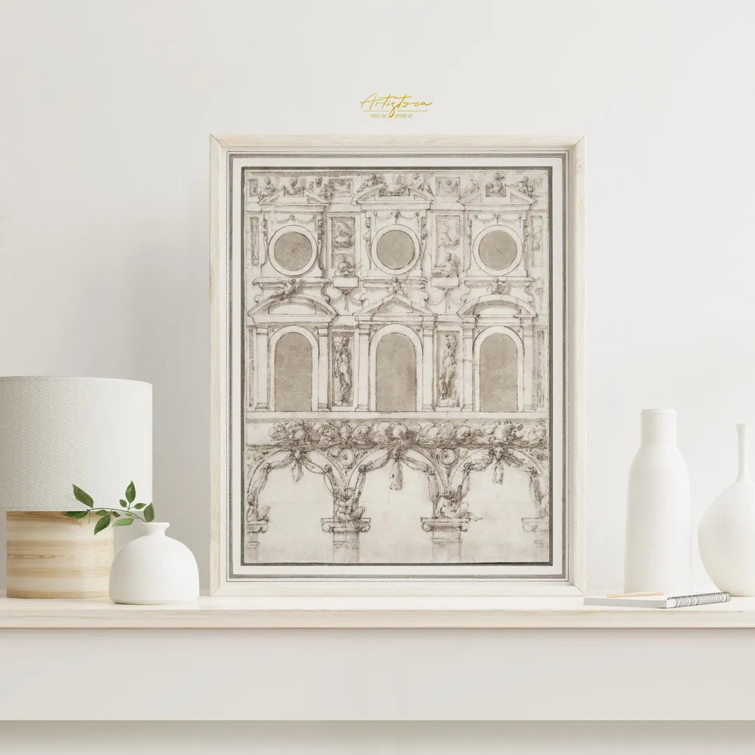 ITALIAN RENAISSANCE Wall Art, Facade Watercolor Sketch, ITALIAN Mute Vintage Print, Neutral Itali... | Etsy (US)