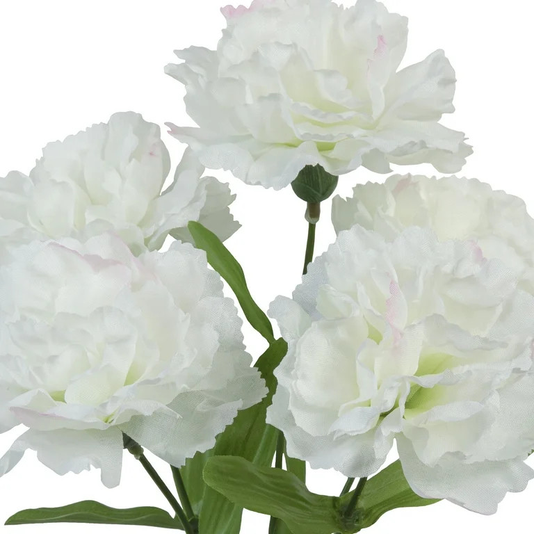 13-inch Artificial Silk White 5 Heads Carnation Flowers Pick, for Indoor Use, by Mainstays | Walmart (US)