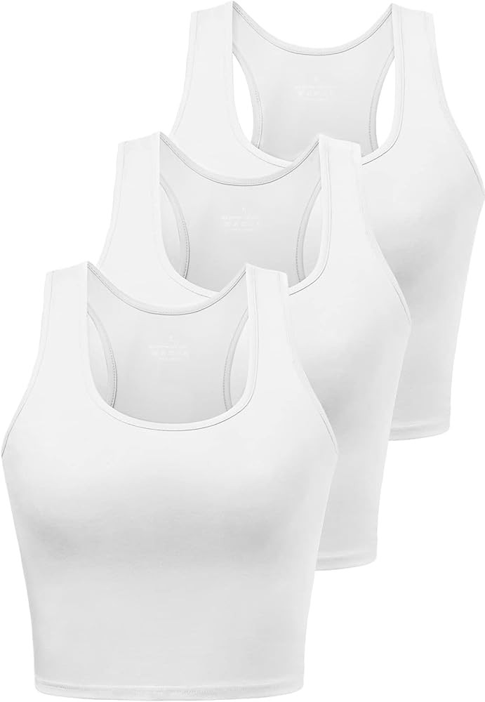 Sports Crop Tank Tops for Women Cropped Workout Tops Racerback Running Yoga Tanks Cotton Sleevele... | Amazon (US)