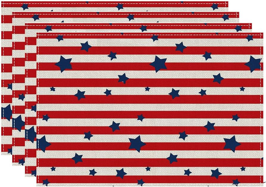 BOTB LIHM 4th of July Placemats Set of 4 Stars Patriotic America Memorial Day Independence Day Di... | Amazon (US)
