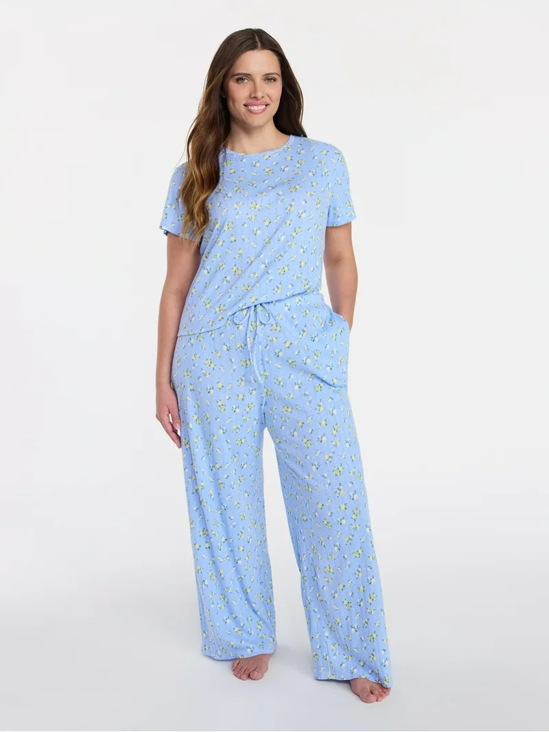 Joyspun Women’s Pointelle Knit Sleepwear Pants, 30'' Inseam, Sizes XS-3X | Walmart (US)