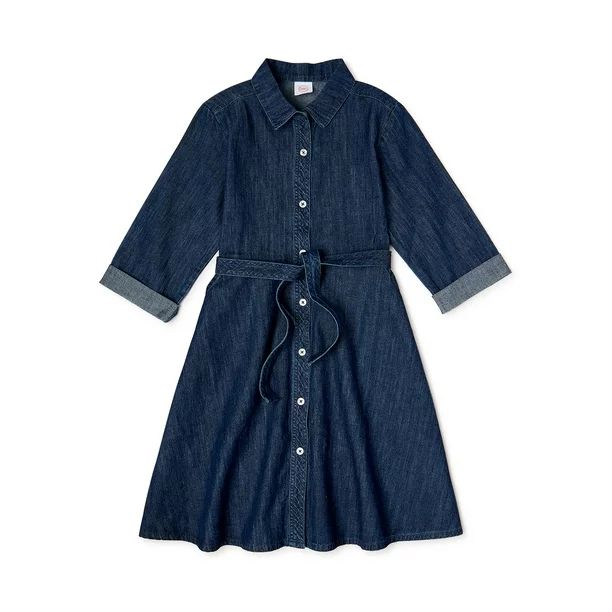 Wonder Nation Girls Denim Button Front Dress, Sizes 4-18 & Plus | Walmart (US)