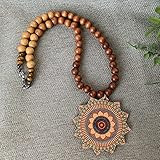 Boho Wooden Bead Necklace with Mandala Flower Pendant (Orange) | Amazon (US)