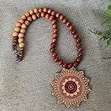 Boho Wooden Bead Necklace with Mandala Flower Pendant (Orange) | Amazon (US)