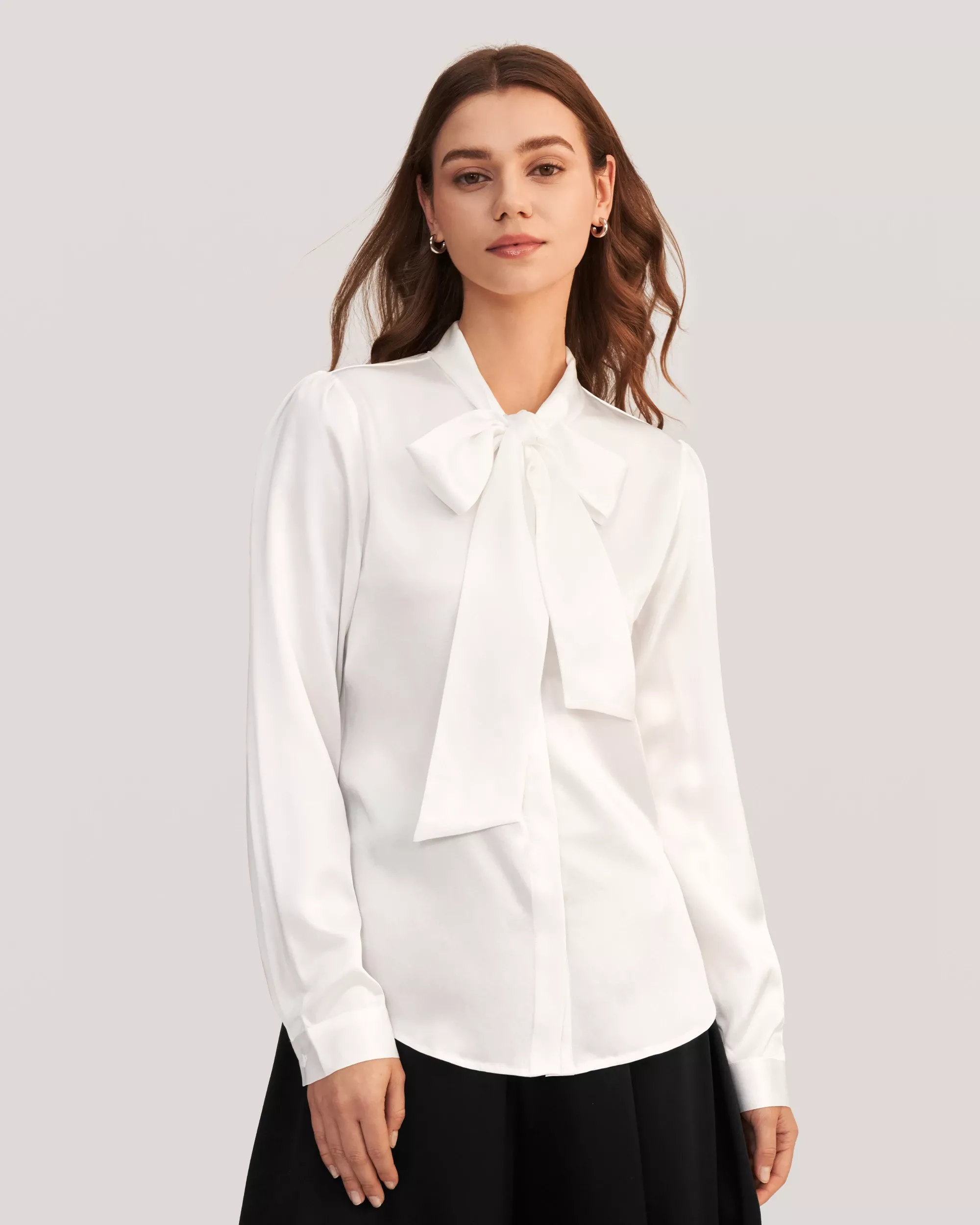 Women Bow-tie Neck Silk Blouse curated on LTK
