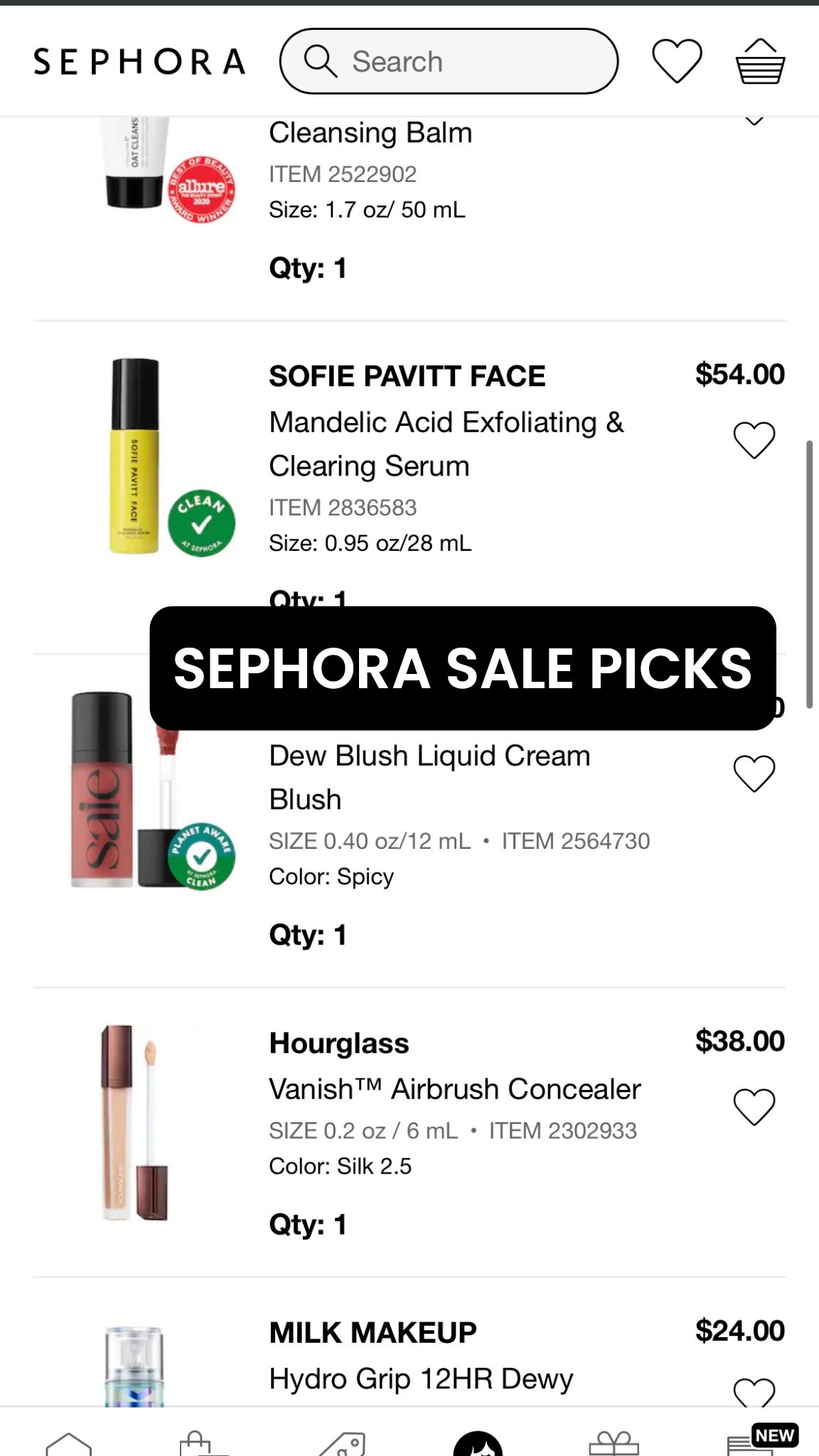 My Sephora sale picks based on what I refilled my cart with!! #sephorasale