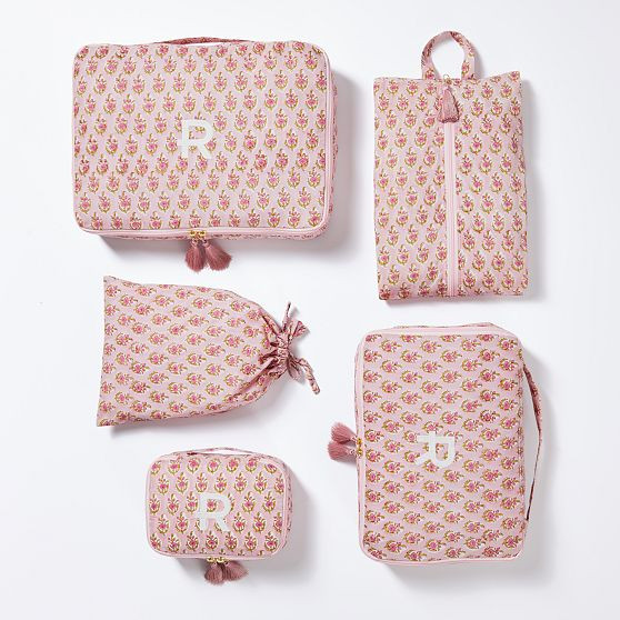 5 Piece Block Print Packing Cube Set | Mark and Graham