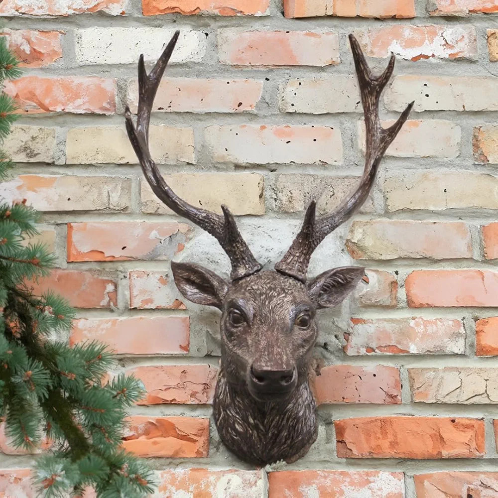 THE ENCHANTED GARDEN Wall Mounted Stag Head Home Decor Brown Resin Reindeer Hanging Ornament Scul... | Amazon (US)