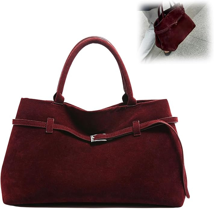 Faux Suede Bags for Women Slouchy Hobo Bag Large Suede Tote Bag Bucket Handbag Retro Purse Vintag... | Amazon (US)