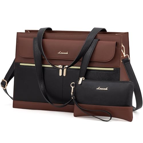 LOVEVOOK Laptop Bag for Women, Black- Brown | Amazon (US)