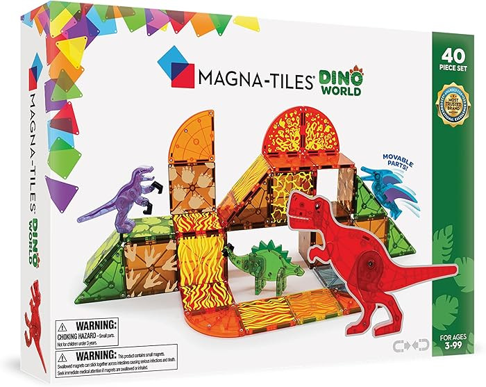 MAGNA-TILES Dino World 40-Piece Magnetic Construction Set, The ORIGINAL Magnetic Building Brand | Amazon (US)