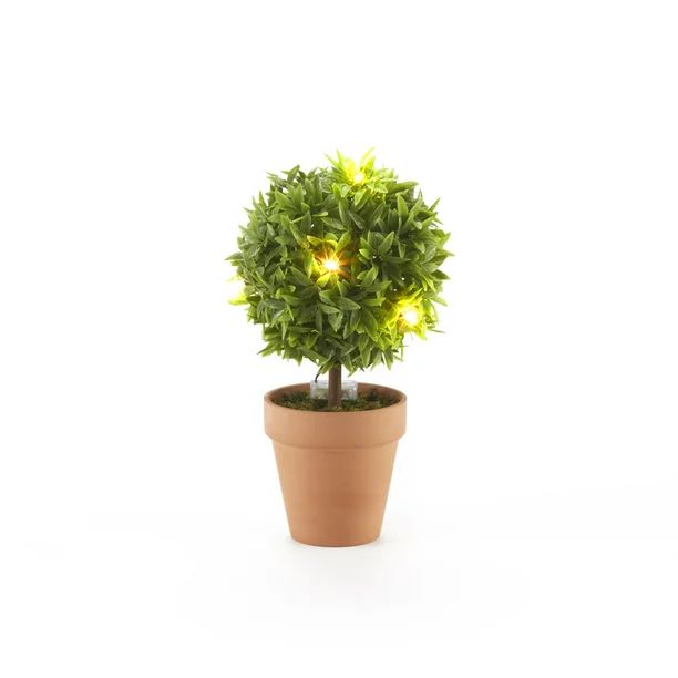 Artificial Lighted Boxwood Floral Topiary for Indoor Lighting - 12" - Walmart.com | Walmart (US)