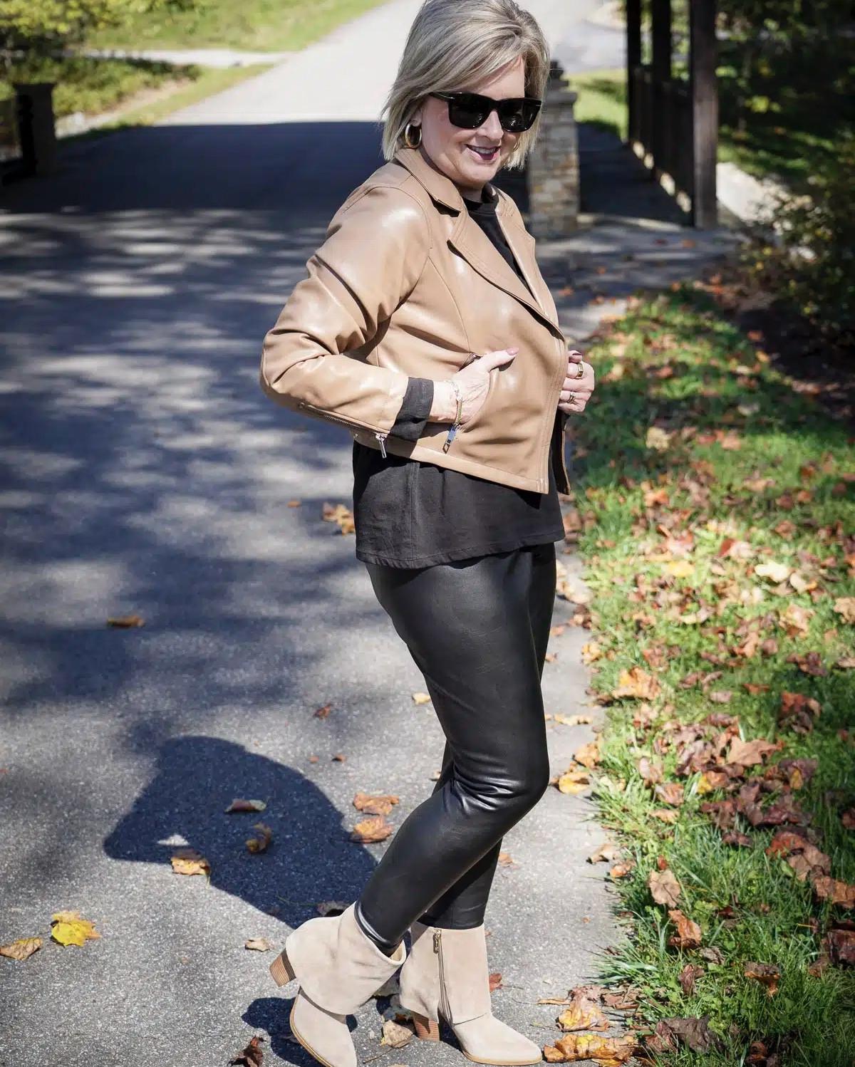 I love this casual faux leather legging outfit from @walmartfashion it is seriously so chic and affordable. #walmartpartner But, it is the suede ankle boots that are the icing on the cake. 

The sandstone color is perfect for fall, and the sleek design adds a touch of elegance to any outfit. The stacked heel gives you that extra bit of height without sacrificing comfort, which is a total game changer. These boots look effortlessly chic for brunch, running errands, or planning a fall date night.

#walmartfashion #fallboots 

#LTKFindsUnder100 #LTKStyleTip #LTKFindsUnder50