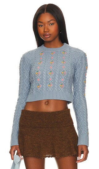 Mansi Cropped Sweater in Sky Blue | Revolve Clothing (Global)