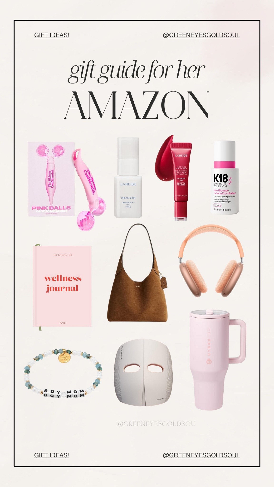 Amazon gift guide for her 🩷

Skincare, red light therapy, lip mask, k18, hair mask, repair, coach, purse, headphones, hydrojug, bracelet 

#LTKGiftGuide #LTKCyberWeek #LTKselfcare