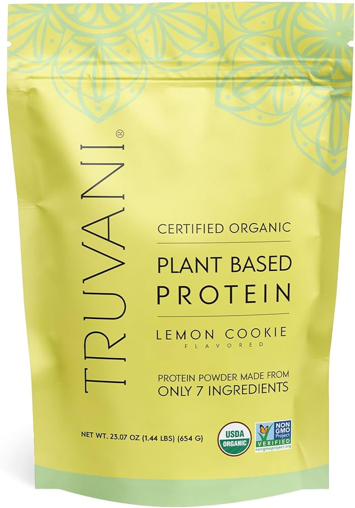 Truvani Vegan Pea Protein Powder | Lemon Cookie | 20g Organic Plant Based Protein | 20 Servings |... | Amazon (US)