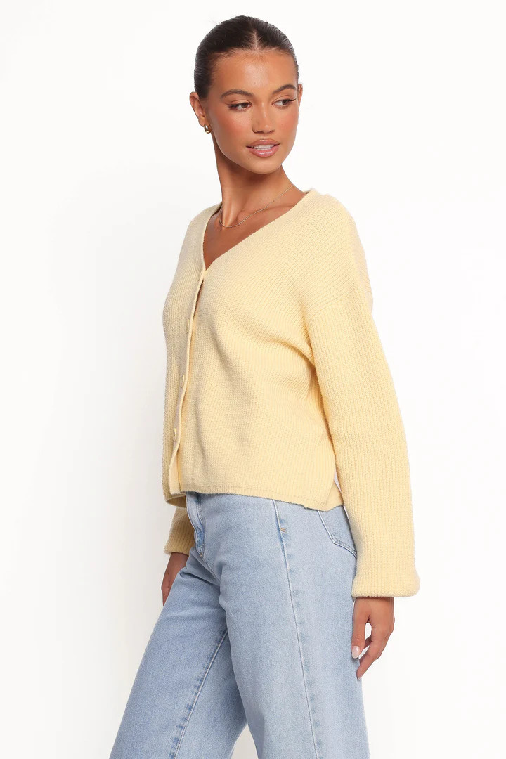 Sybil Button Front Cardigan - Butter Yellow | Petal & Pup (US)