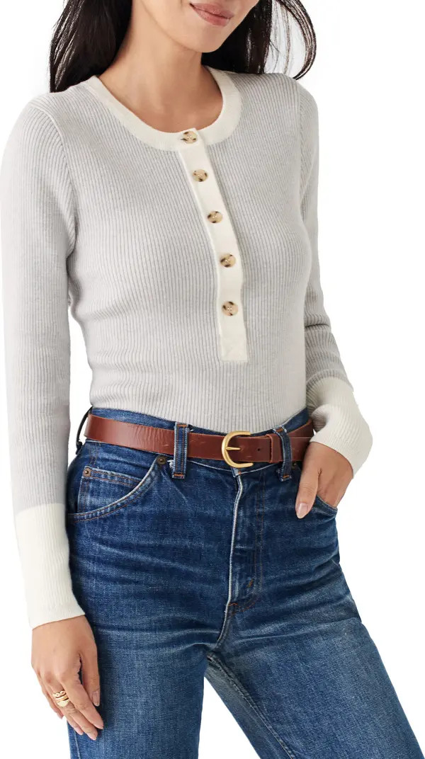 Mikki Organic Cotton & Cashmere Henley Sweater | Nordstrom