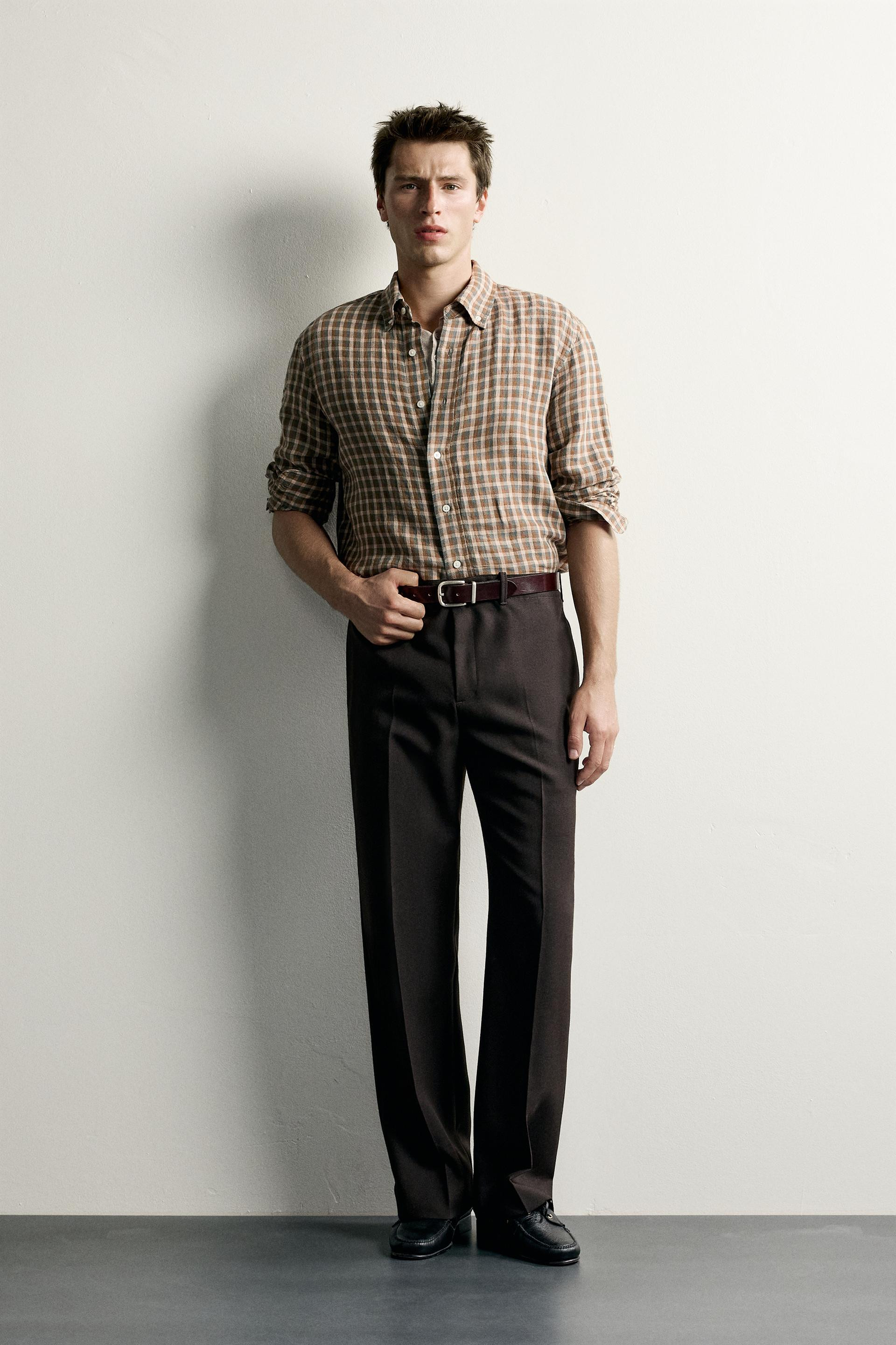 100% LINEN CHECK SHIRT | Zara UK